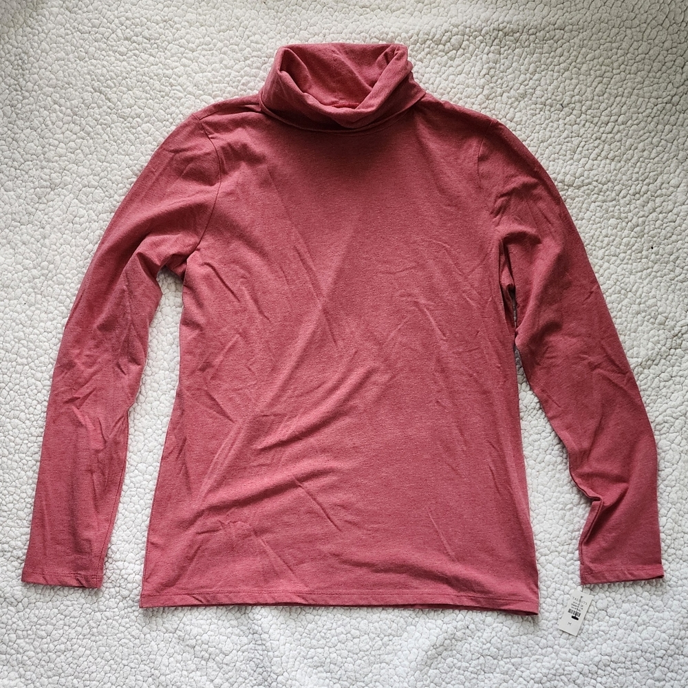 TALBOTS The Talbots Tee Turtleneck P8nk Stretch Size Med NWT